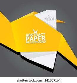 Abstract white and orange paper origami on black background. Vector origami Speech bubble. abstract origami background for website or cover design. Orange stylish brochure for text and advertising.