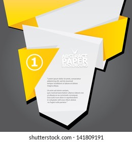 Abstract white and orange paper origami on black background. Vector origami Speech bubble. abstract origami background for website or cover design. Orange stylish brochure for text and advertising.