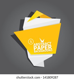 Abstract white and orange paper origami on black background. Vector origami Speech bubble. abstract origami background for website or cover design. Orange stylish brochure for text and advertising.