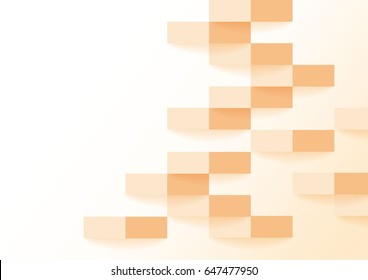 abstract white and orange tone vector background, brick perspective with shadow modern concept, space for text or message web design