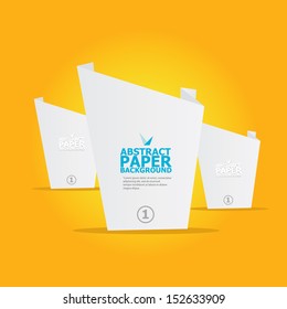 Abstract white origami paper banner on orange background. Vector origami Speech bubble. Vector abstract origami background for website or cover design. Orange stylish brochure for advertising.