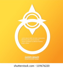 Abstract white origami speech bubble on orange background. Vector abstract cut paper background. Orange brochure template.