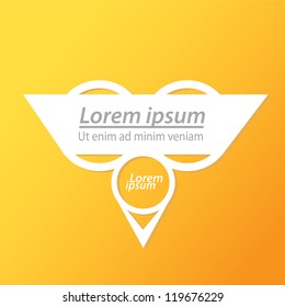 Abstract white origami speech bubble on orange background. Vector abstract cut paper background. Orange brochure template.