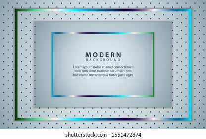 Abstract white overlapping layers background a combination with colorful metal texture line decoration. Luxury and premium concept vector design template for use element modern cover, banner, card
