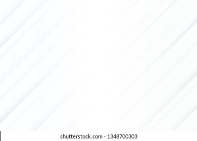 Abstract white overlapping stripes background with copy space. Monochrome diagonal stripes texture. Modern white vector backdrop.