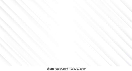 Abstract white overlapping stripes background with copy space. Monochrome gradient diagonal stripes texture. Modern white backdrop.