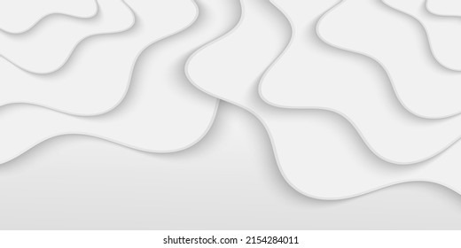 Abstract white paper background with curve lines and waves.