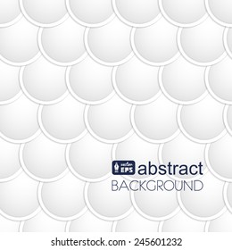 Abstract white paper circles background. Fish scales texture.