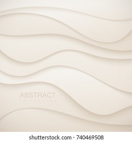 Abstract white paper cut background. Tiling wavy paper layers. Origami or carving decoration. Material design concept. Vector illustration. Banner, flyer, poster, cover template