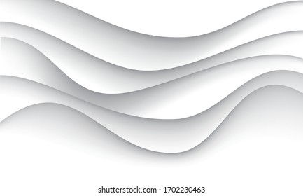 Abstract white paper cut wave curve overlap background texture vector illustration.