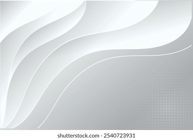 Abstract white paper cut wave curve overlap background texture vector illustration.