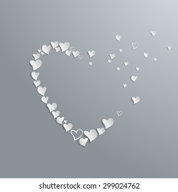 Abstract White Paper Hearts, Vector Illustration