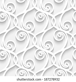 Abstract white paper lace texture, vector seamless pattern, eps10