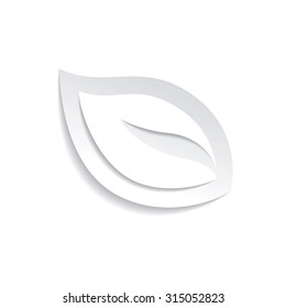 Abstract white paper leaves on white background