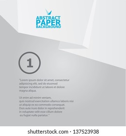 Abstract white paper origami background. Vector origami Speech bubble. Vector abstract origami background for website or cover design. White stylish brochure for text and advertising.