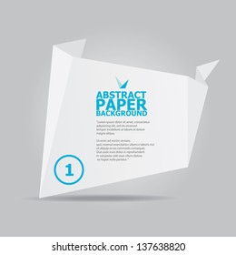Abstract white paper origami background. Vector origami Speech bubble. Vector abstract origami background for website or cover design. White stylish brochure for text and advertising.