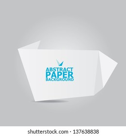 Abstract white paper origami background. Vector origami Speech bubble. Vector abstract origami background for website or cover design. White stylish brochure for text and advertising.