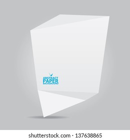 Abstract white paper origami background. Vector origami Speech bubble. Vector abstract origami background for website or cover design. White stylish brochure for text and advertising.