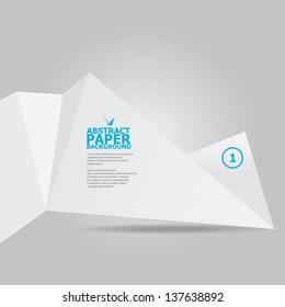 Abstract white paper origami background. Vector origami Speech bubble. Vector abstract origami background for website or cover design. White stylish brochure for text and advertising.