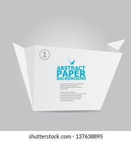 Abstract white paper origami background. Vector origami Speech bubble. Vector abstract origami background for website or cover design. White stylish brochure for text and advertising.