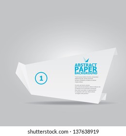 Abstract white paper origami background. Vector origami Speech bubble. Vector abstract origami background for website or cover design. White stylish brochure for text and advertising.