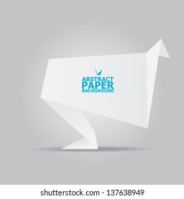 Abstract white paper origami background. Vector origami Speech bubble. Vector abstract origami background for website or cover design. White stylish brochure for text and advertising.