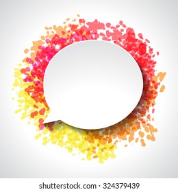 Abstract white paper speech bubble on color grunge background.