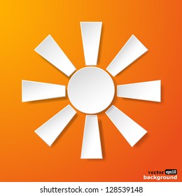 Abstract white paper sun on orange background. Vector eps10 illustration