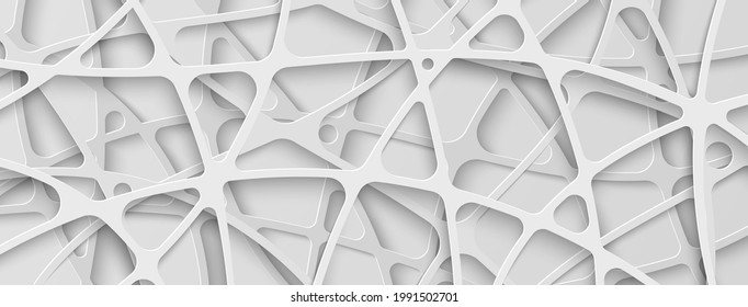 Abstract white papercut stripes banner background 