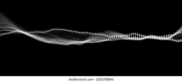 Abstract white particle background. Flow wave with dot landscape. Digital data structure. Future mesh or sound grid. Pattern point visualization. Technology vector illustration. - Powered by Shutterstock - Get 15% off with code: PIKWIZARD15