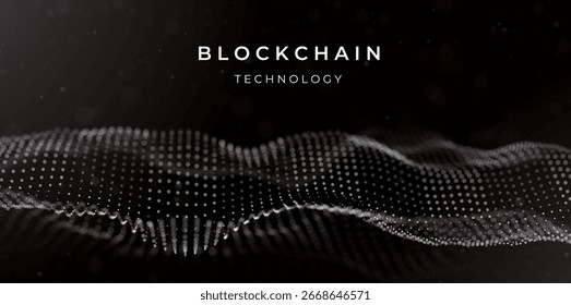 Abstract white particle background. Flow wave with dot landscape. Digital data structure. Future mesh or sound grid. Pattern point visualization. Technology vector illustration.