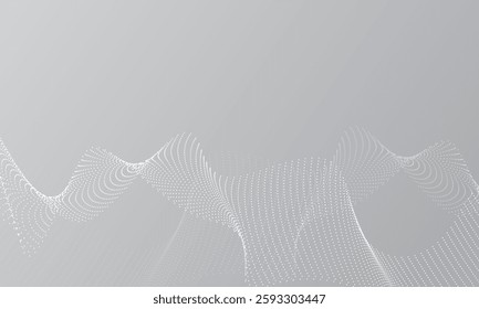 Abstract white particles wave background. Vector illustration