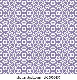 Abstract white pattern geometric of Islamic, Arabesque ornament on purple background. Seamless Vector illustration.