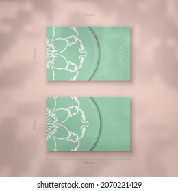 Abstract white pattern mint color business card for your brand.