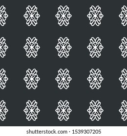 Abstract white pattern seamless on black background. Vector