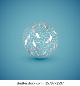Abstract white pattern sphere, vector illustration