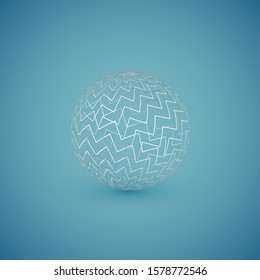 Abstract white pattern sphere, vector illustration