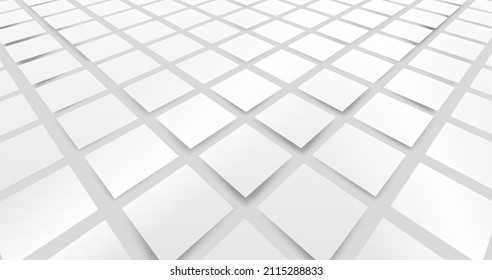 Abstract White Perspective Square Grid With Futuristic Technology Digital Hi Tech Concept Background