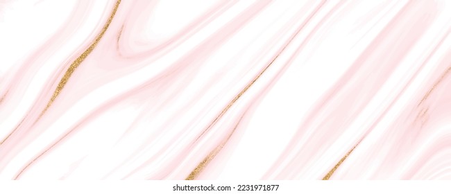 Abstract white pink marble golden liquid texture design. Vector background. 