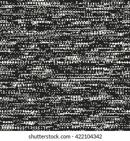 Abstract white pixels on black background. Flecked seamless pattern. 