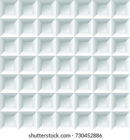 abstract white plastic relief symmetrical regular simple minimalistic seamless pattern 3d effect repeating cube mosaic mesh net web endless structure contemporary modern background architecture facade