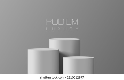 Abstract white podium empty room 3d shape design for product display presentation studio concept minimal wall scene vector illustration 
