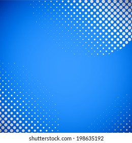 abstract white polka dot frame pattern on blue sky background (vector) 