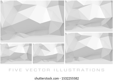 Abstract white polygonal pattern on the wall. Graphic concept for your design