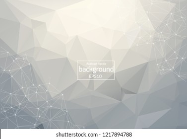 Abstract White Polygonal Space Background with Connecting Dots and Lines.  Connection structure. Vector science background. Polygonal vector background. Futuristic HUD background.