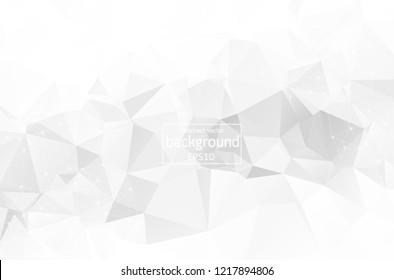 Abstract White Polygonal Space Background with Connecting Dots and Lines.  Connection structure. Vector science background. Polygonal vector background. Futuristic HUD background.