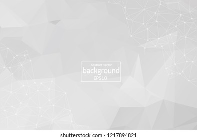 Abstract White Polygonal Space Background with Connecting Dots and Lines.  Connection structure. Vector science background. Polygonal vector background. Futuristic HUD background.