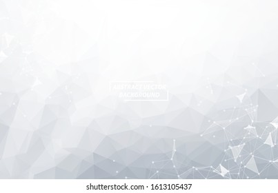 Abstract White Polygonal Space Background with Connecting Dots and Lines.  Connection structure. Vector science Futuristic HUD background.