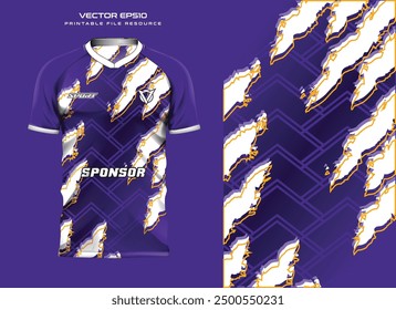 abstract white purple grunge stripe t shirt mockup sport jersey design for football soccer, racing, e sports, running design kit