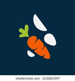 abstract white rabbit and carrot logo. rabbit silhouette